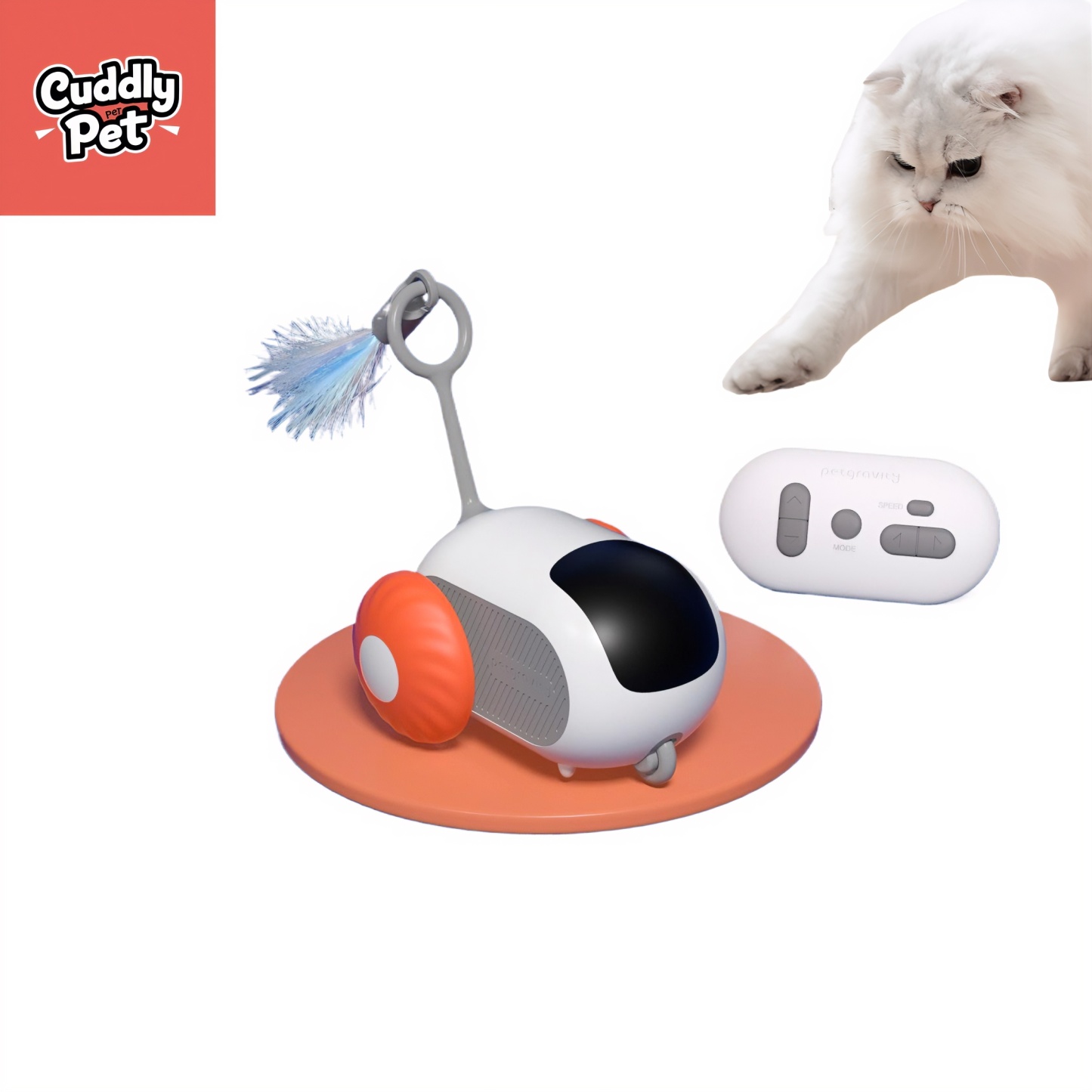 Auto-Dodging, Interactive RC Pet Toy Car with 15M Remote for Cats & Small Pets