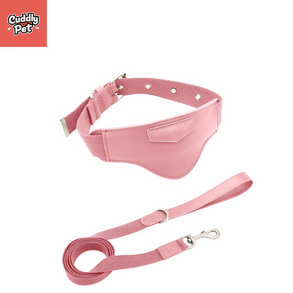 Leather Pet Collar with Tracker Holder & Leash Set - Compatible with Apple AirTag & Huawei Tag, Adjustable, Soft & Durable Dog Collar for Secure Tracking 