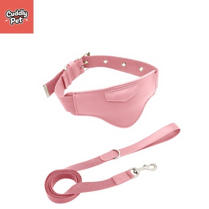 Leather Pet Collar with Tracker Holder & Leash Set - Compatible with Apple AirTag & Huawei Tag, Adjustable, Soft & Durable Dog Collar for Secure Tracking 