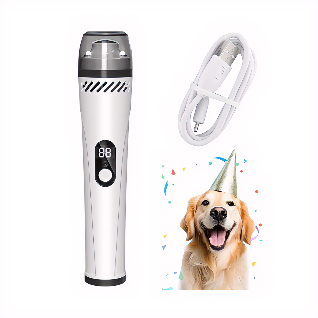 LED Pet Nail Grinder – Quiet Rechargeable Trimmer for Cats & Dogs | 3 Speeds, Bloodline Light/Built-in dust filter，vacuum function