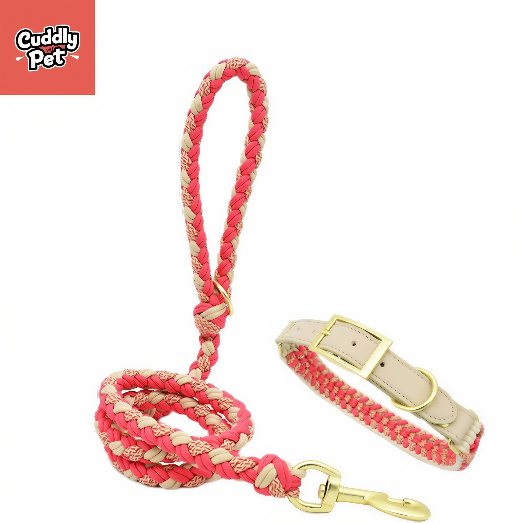 Fashion Weaving Pet Leash Set – Tangle-Free Dog Leash with 360° Rotatable Buckle