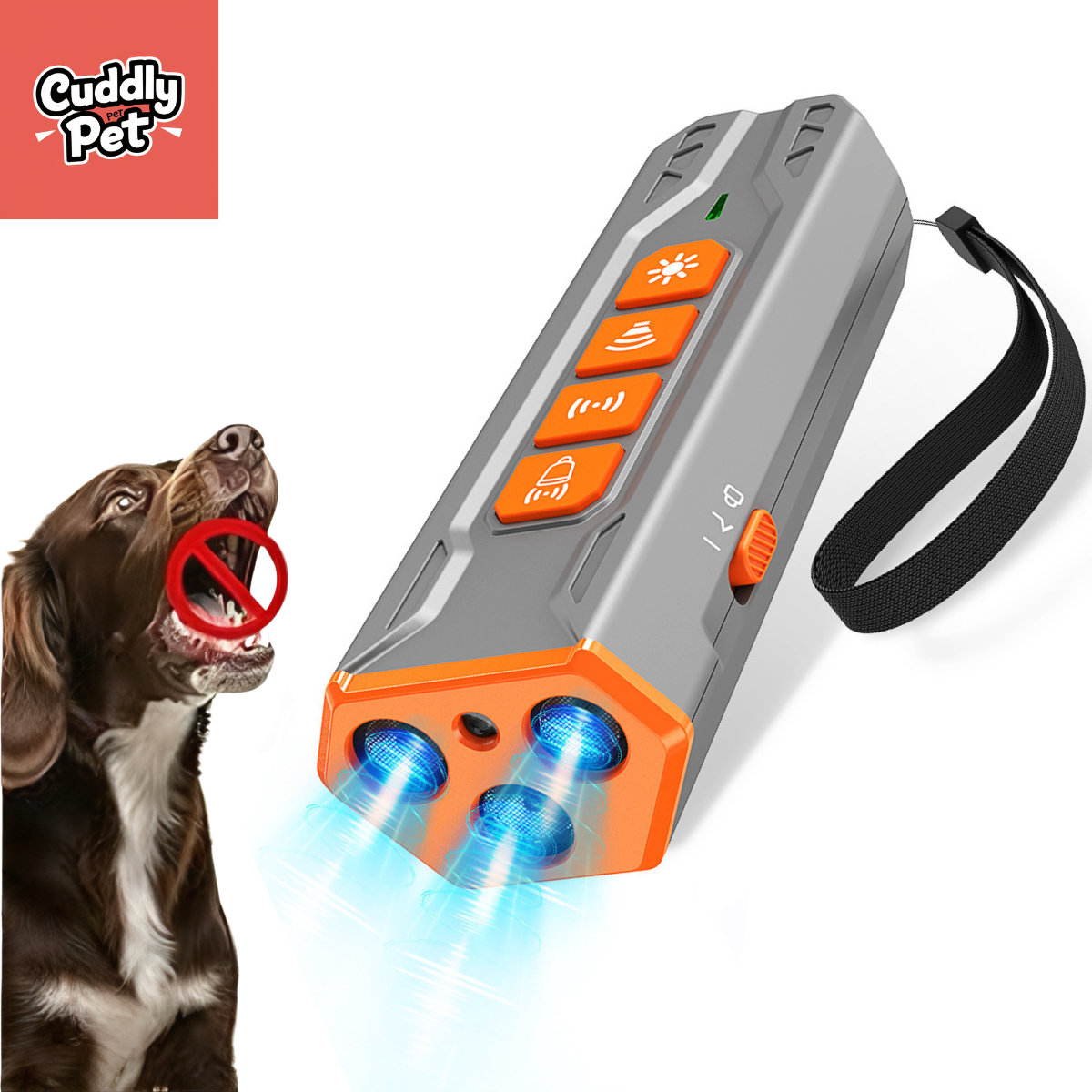 Humane Ultrasonic Dog Trainer & Deterrent - 2-in-1 Rechargeable Device w/LED Flashlight | 23ft Range | Dual Frequency