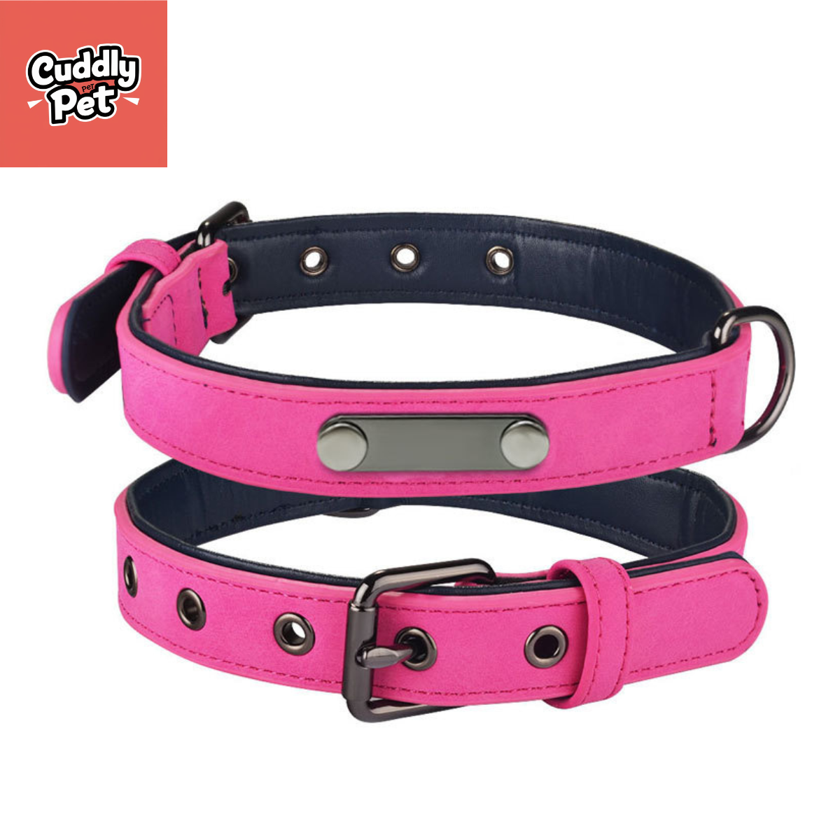 Personalized Dog Collar with Engraved ID Tag | Adjustable PU Leather | Large Breed Sizes