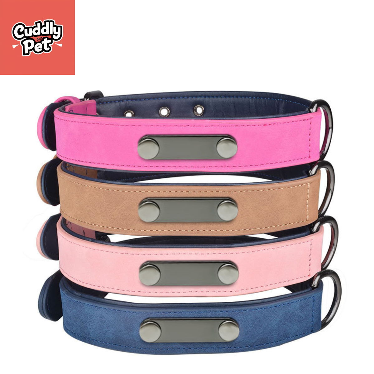 Adjustable PU Leather Dog Collar with FREE Engraved ID Tag - 4 Colors (XS-L) for Large Breed Safety