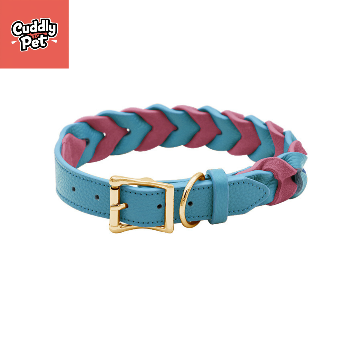 Adjustable Leather Dog Collar - Handwoven Genuine Leather | No Hair Pulling