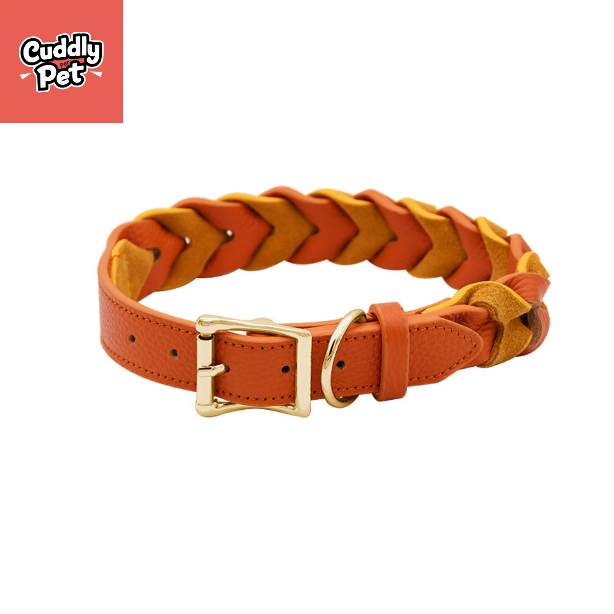 Adjustable Leather Dog Collar - Handwoven Genuine Leather | No Hair Pulling