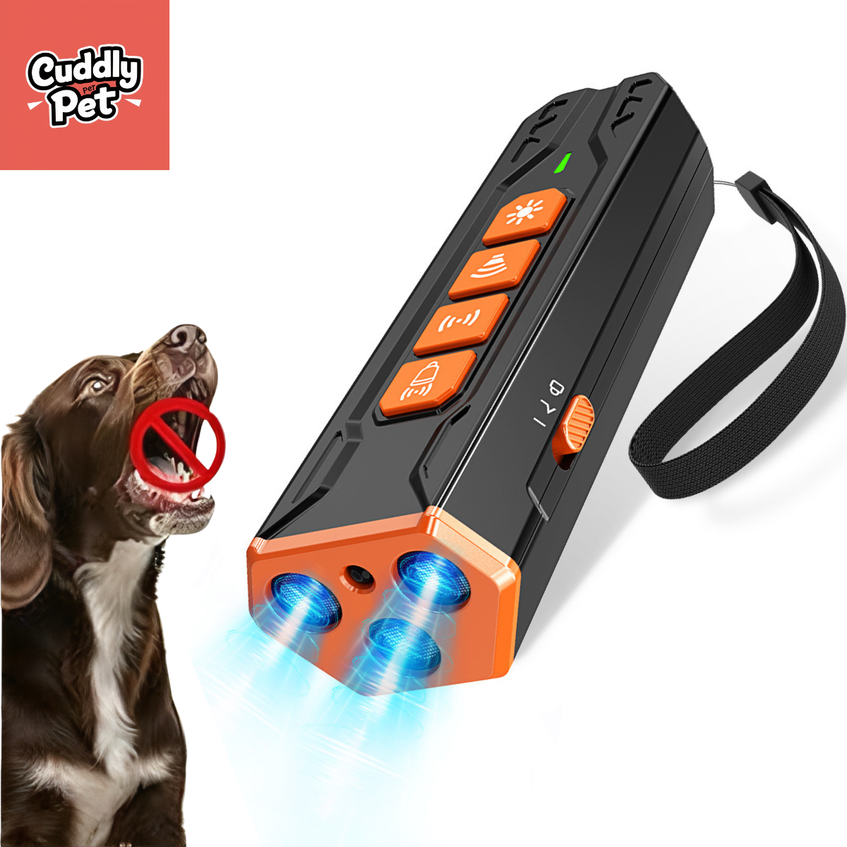 Humane Ultrasonic Dog Trainer & Deterrent - 2-in-1 Rechargeable Device w/LED Flashlight | 23ft Range | Dual Frequency