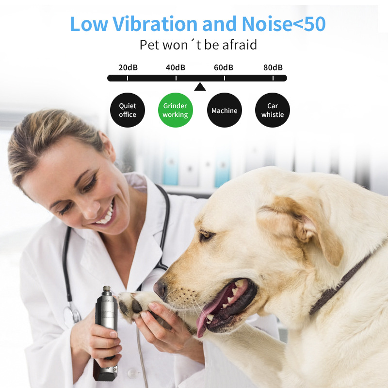 Upgraded Dog Nail Grinder with 2 LED Lights - Low Noise & Safe Grinding for All Dog Sizes, 8000RPM Powerful Pet Nail Trimmer by CuddlyPet