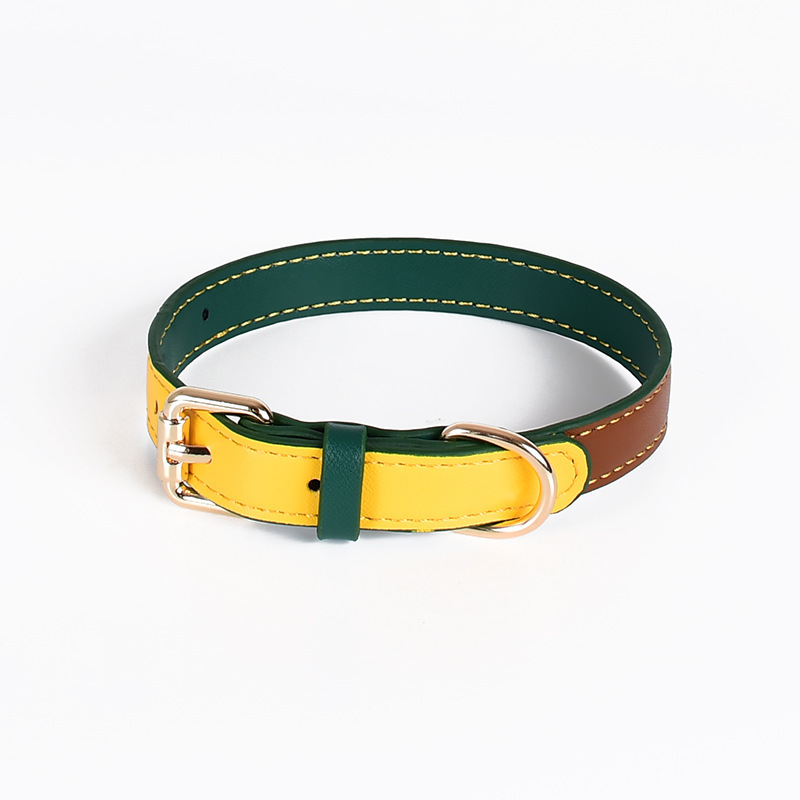 Peacock Series Leather Pet Collar and Leash Set – Handmade, Waterproof, Adjustable for Small to Large Dogs
