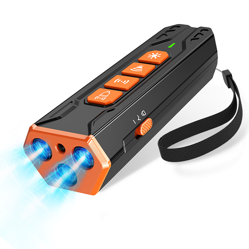 Humane Ultrasonic Dog Trainer & Deterrent - 2-in-1 Rechargeable Device w/LED Flashlight | 23ft Range | Dual Frequency