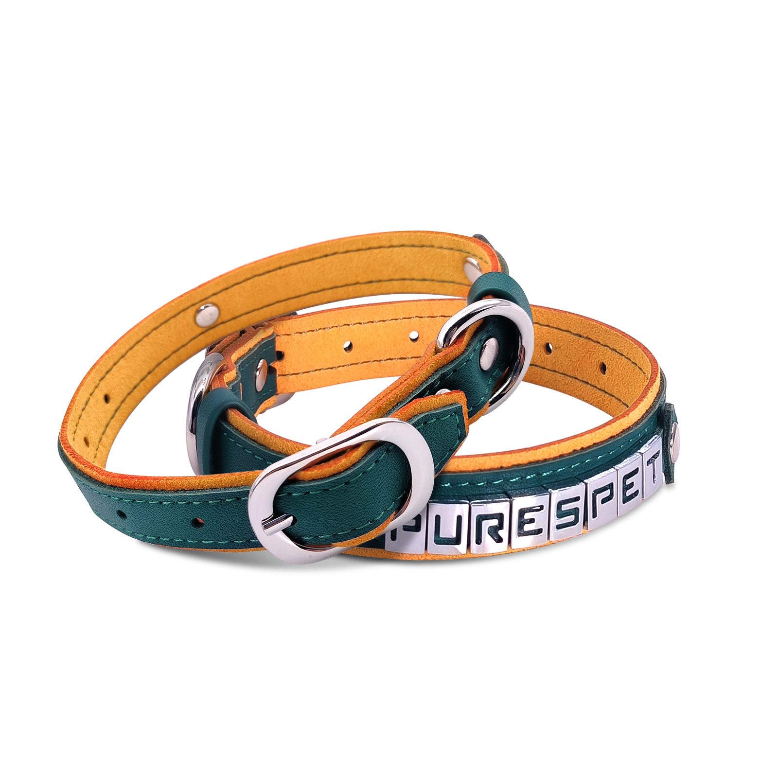 Premium Customizable Leather Pet Collar for Small Dogs & Cats – Personalized Alphabet Design, Durable & Comfortable 