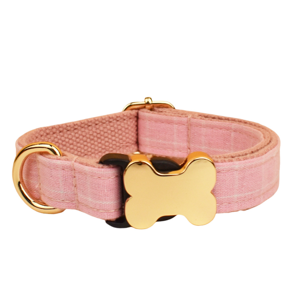 Classic Plaid Collection Bone Buckle Dog Collar – Timeless Style with Personalized Engraving  