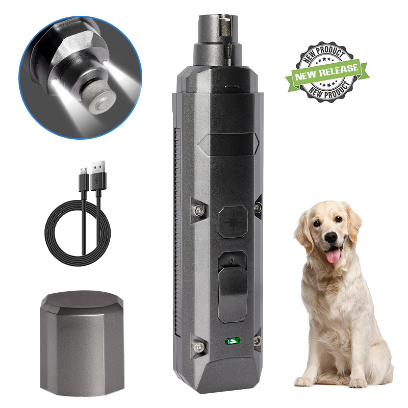 Upgraded Dog Nail Grinder with 2 LED Lights - Low Noise & Safe Grinding for All Dog Sizes, 8000RPM Powerful Pet Nail Trimmer by CuddlyPet