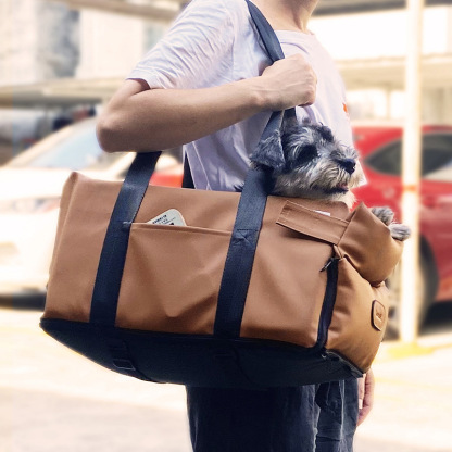 Waterproof Pet Car Seat Bed - Comfortable & Safe Leather Dog Car Bed with Anti-Escape Buckle, Adjustable Strap (Coffee, Orange, Black)