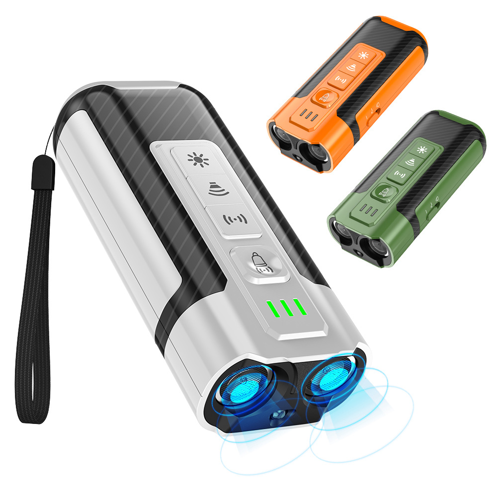 Dual-Frequency Ultrasonic Dog Trainer & Repellent - 2-in-1 LED Flashlight, Type-C Rechargeable, 23ft Range