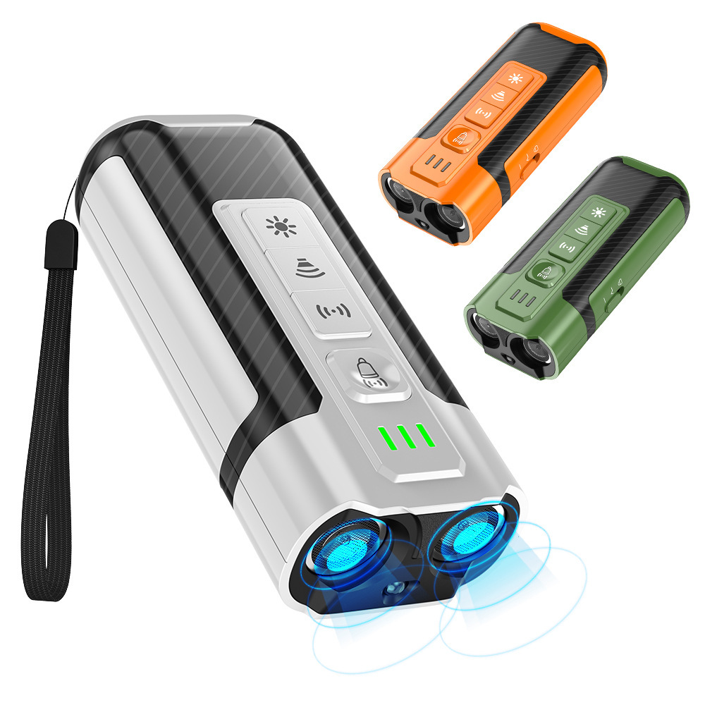 Dual-Frequency Ultrasonic Dog Trainer & Repellent - 2-in-1 LED Flashlight, Type-C Rechargeable, 23ft Range
