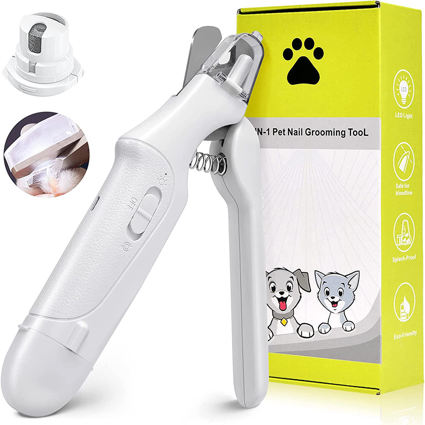 2-in-1 Dog Nail Grinder & Dog Nail Clippers Trimmers for Large Medium Small Dogs Cats Pets Claw Trimmer Quick Sensor and Safety Guard USB Rechargeable with 2 LED Lights-CUDDLY PET