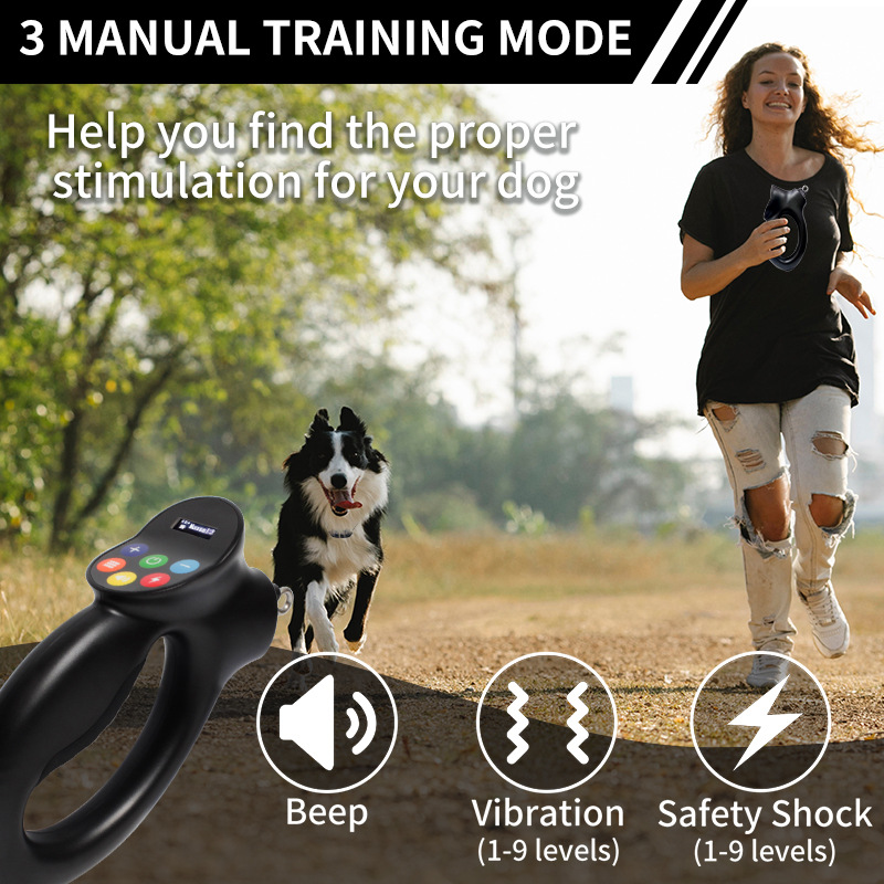 2-in-1 Wireless Dog Training Collar with Remote & Leash Handle,Rechargeable & Waterproof Shock Collar for Dogs,Tension Detection Trigger,3300FT, IPX7, 3 Modes, for Dogs S, M, L(4-120 LBS)