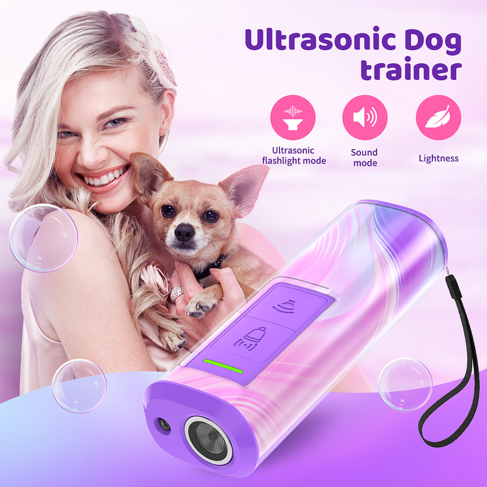Ultrasonic Dog Trainer & Repeller with Flashlight – Compact, Rechargeable, and Designed for Women 