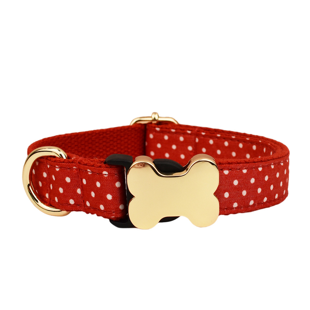 Playful Polka Dot Dog Collar – Retro-Inspired Style with Custom Engraving