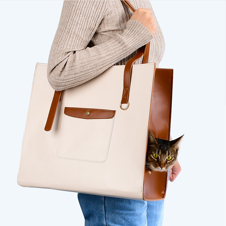 Luxury Leather Pet Carrier Bag - Explorer Series | Spacious Travel Carrier for Cats & Small Dogs | Free Leather Collar Gift