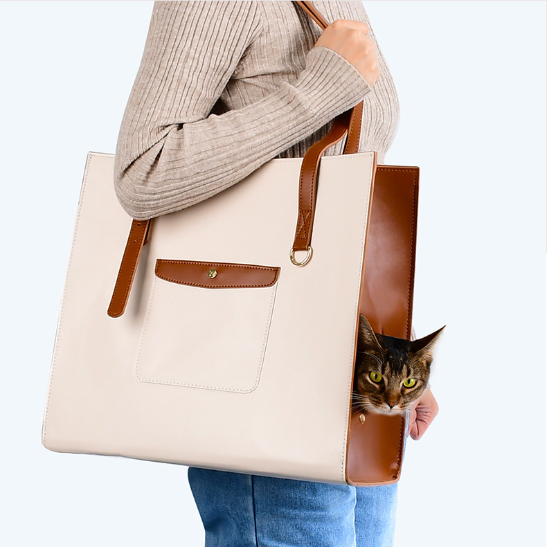 Luxury Leather Pet Carrier Bag - Explorer Series | Spacious Travel Carrier for Cats & Small Dogs | Free Leather Collar Gift