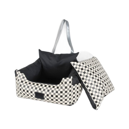 Waterproof Leather Pet Car Seat Bed, Anti-Slip & Washable Dog Carrier with Safety Buckle