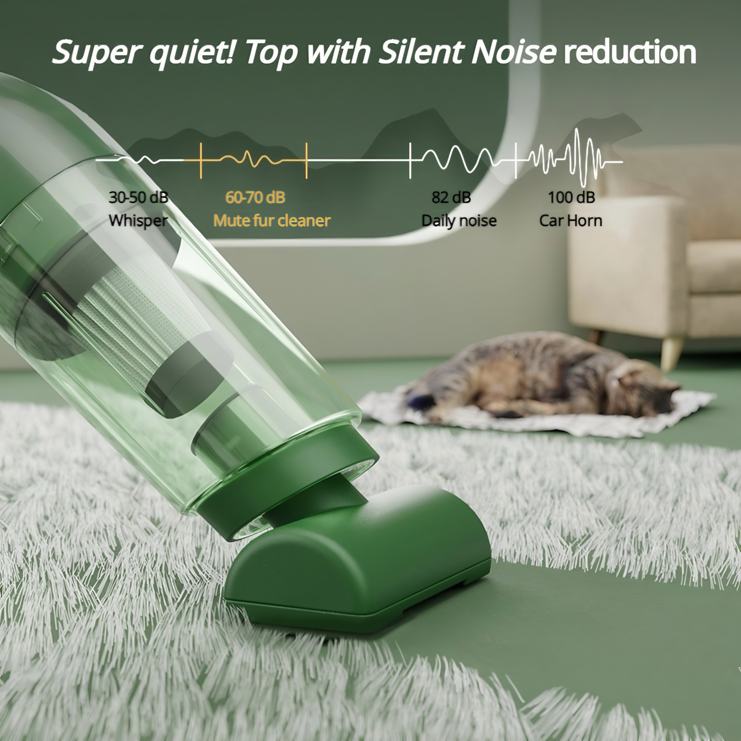 Cordless Pet Hair Vacuum – 520g Lightweight, 40000RPM Motor, 20Min Runtime, 70dB Quiet, Washable Filter, for Cat/Dog Hair Removal on Carpets, Furniture