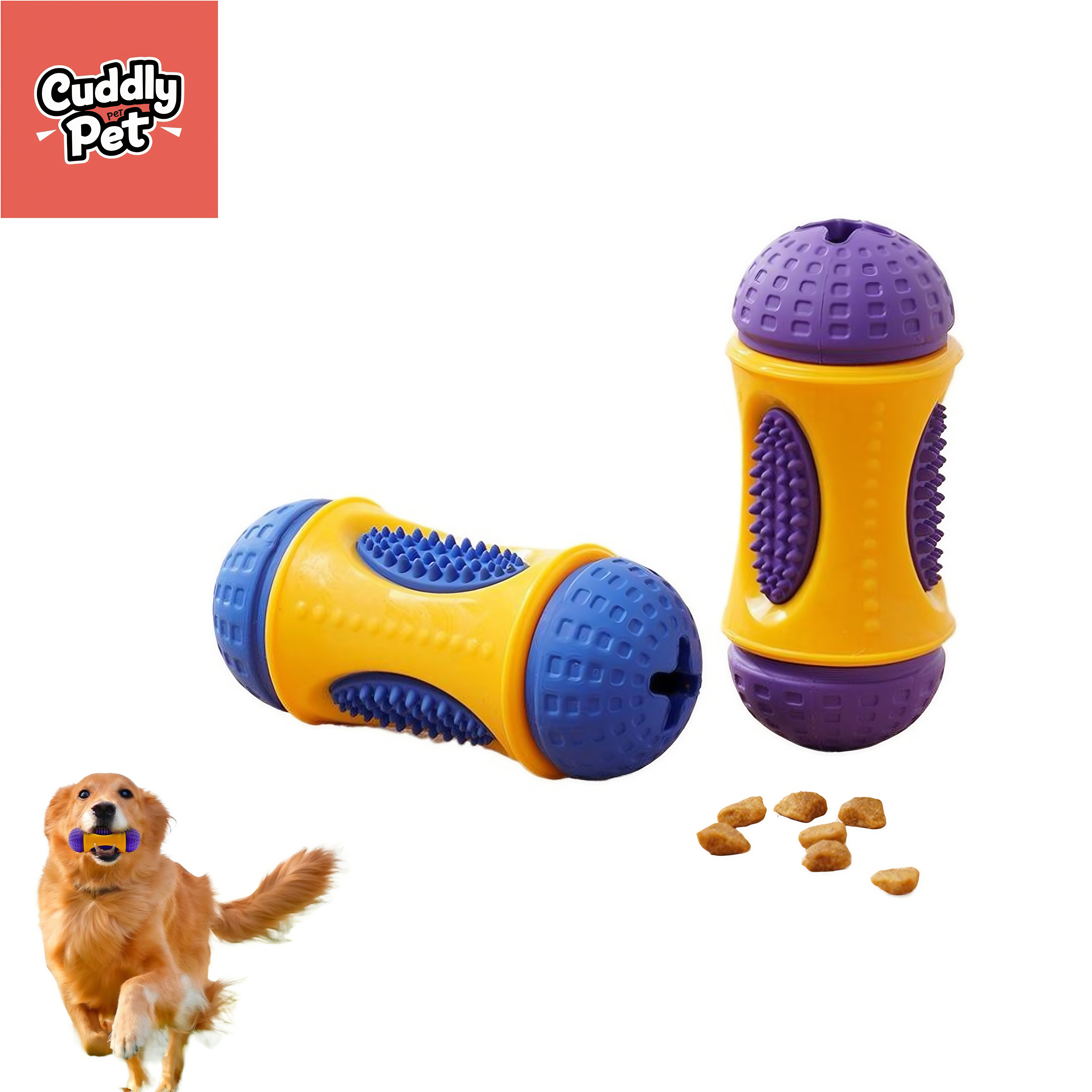 Interactive Dog Chew Toy - Dental Cleaning Drum with Treat Dispenser