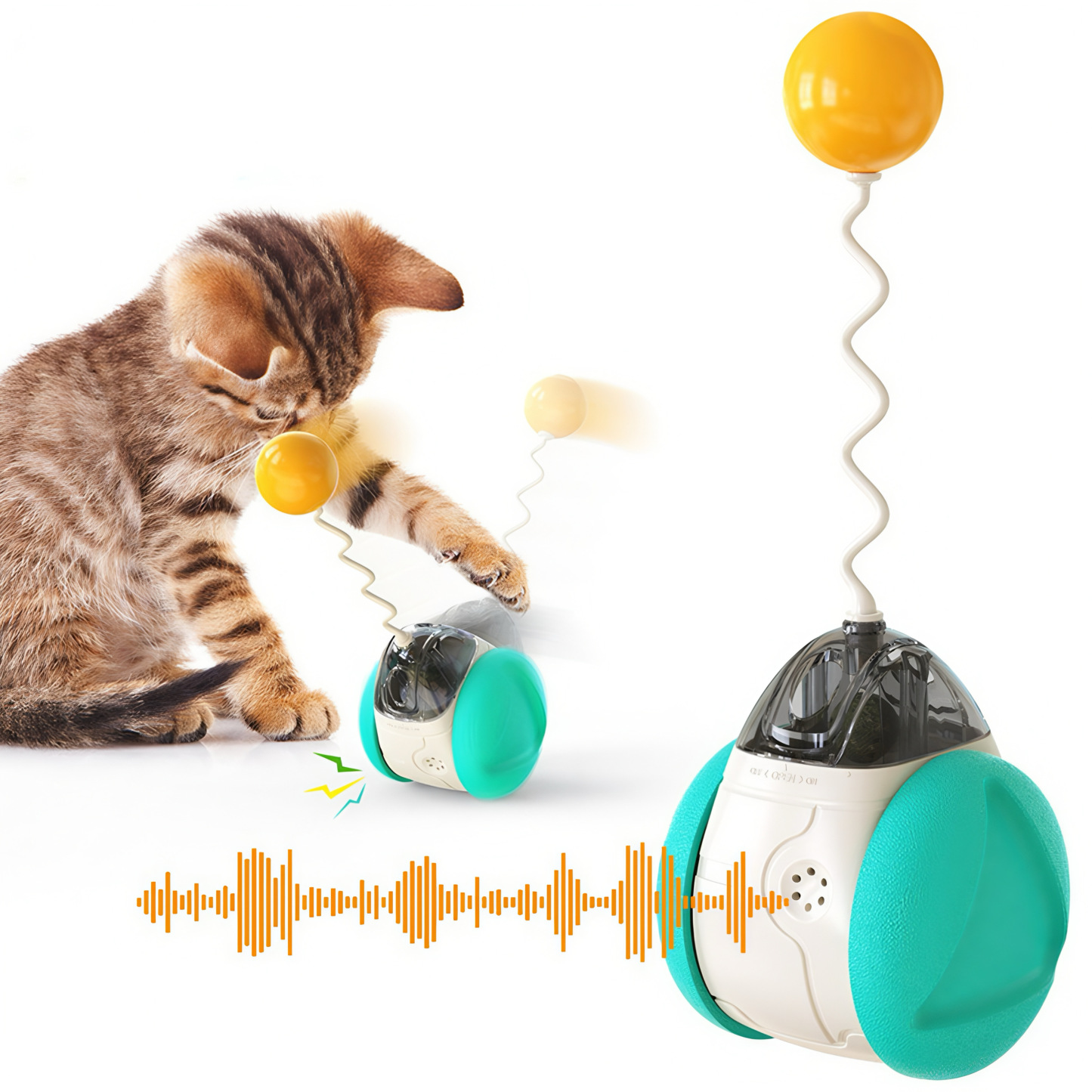 Electric Self-Balancing Cat Toy with Catnip Ball & Bird Chirp Sound,4 Colors