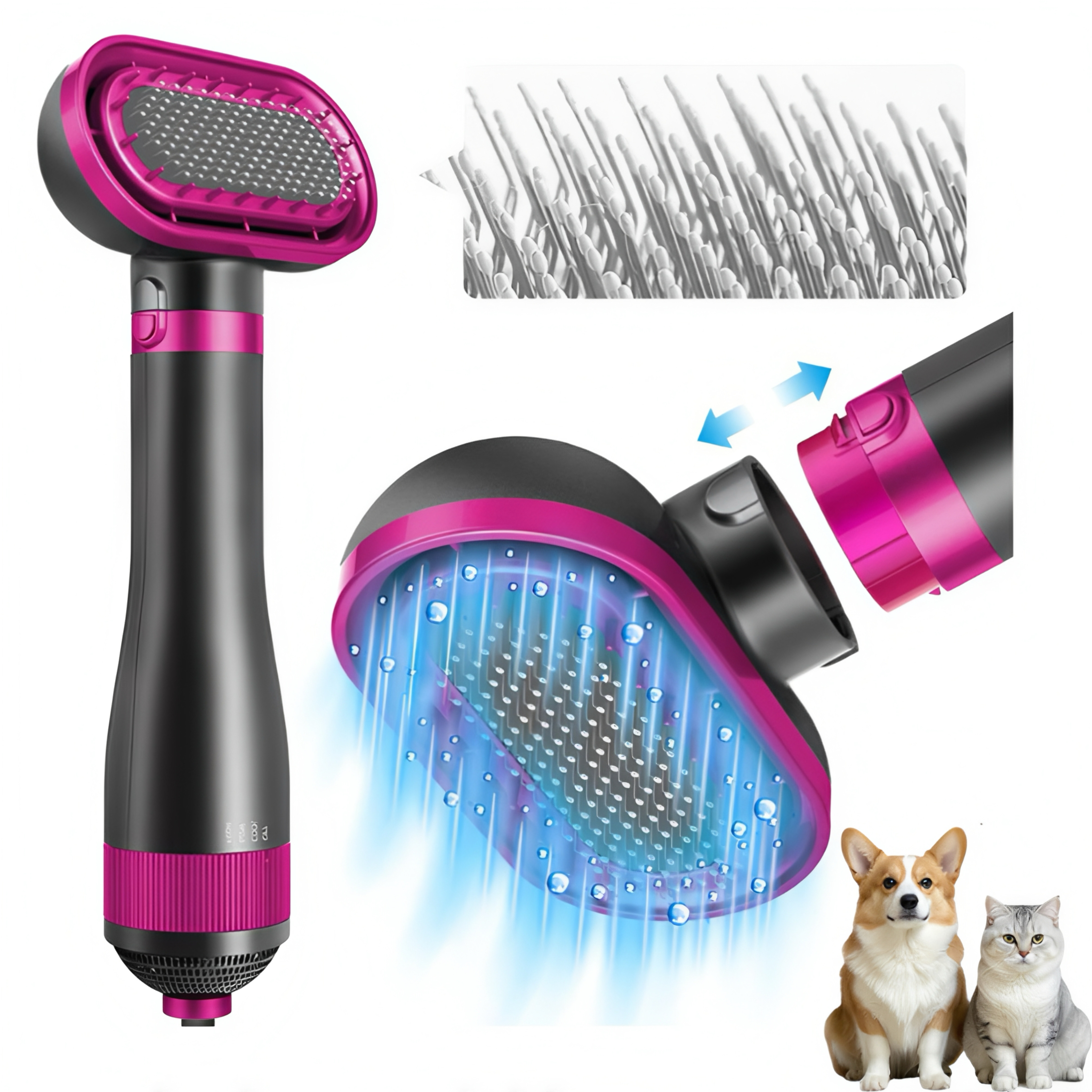 PetPro Silent Grooming Dryer 2.0 - All-in-One Hair Dryer, Detangler & Massager for Dogs & Cats  