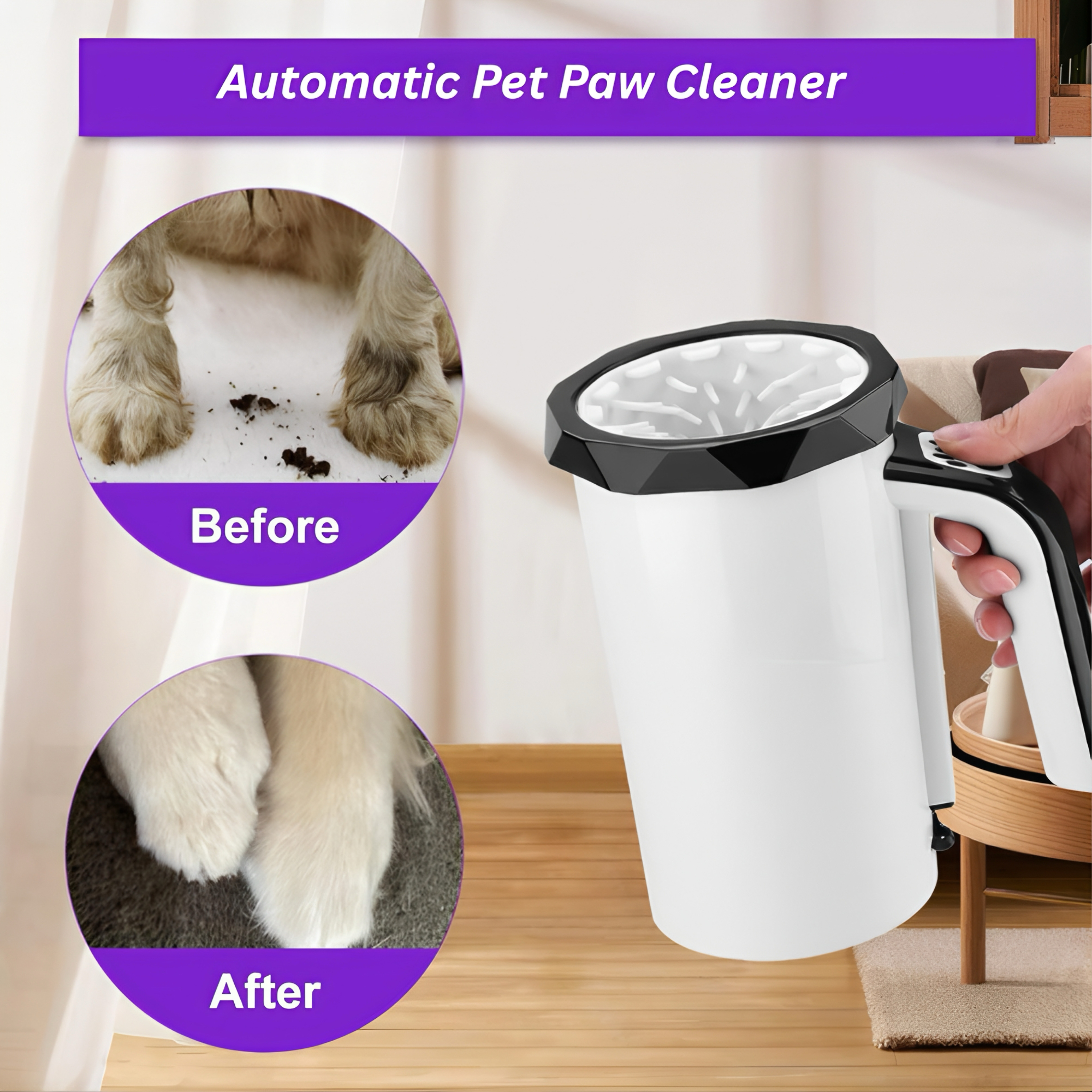 CuddlyPet Automatic Dog Paw Cleaner Machine - One-Button Wash, Fast Dry, Portable Pet Foot Washer for Medium Large Dogs