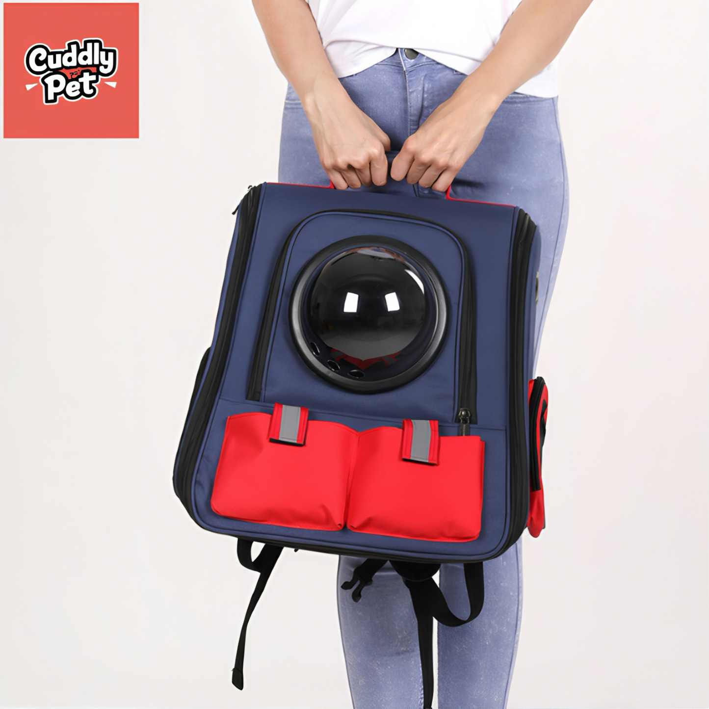 Ventilated Pet Backpack Carrier for Cats & Small Dogs, Travel Carrier with Transparent & Mesh Covers, Comfortable & Hands-Free - CuddlyPet