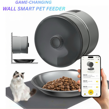 CuddlyPet Wall-Mounted Smart Pet Feeder: Anti-Jam, App Control, Dual Power, Easy Clean