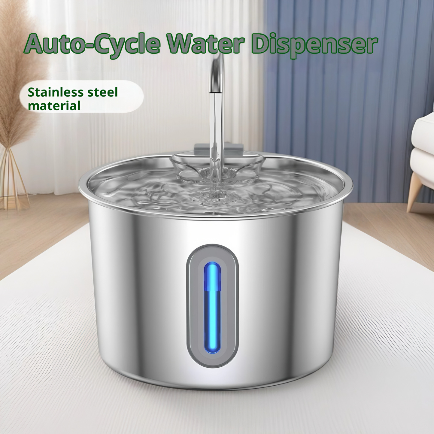 Automatic Cat Water Fountain, 2.2L Stainless Steel, Multi-Stage Filtration, Ultra-Quiet Pump – CuddlyPet