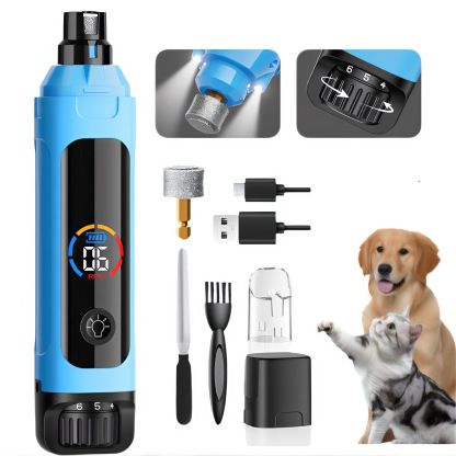 Professional Pet Nail Grinder – 6-Speed Adjustable, Ultra-Quiet, LED Bloodline Light, LCD Display  