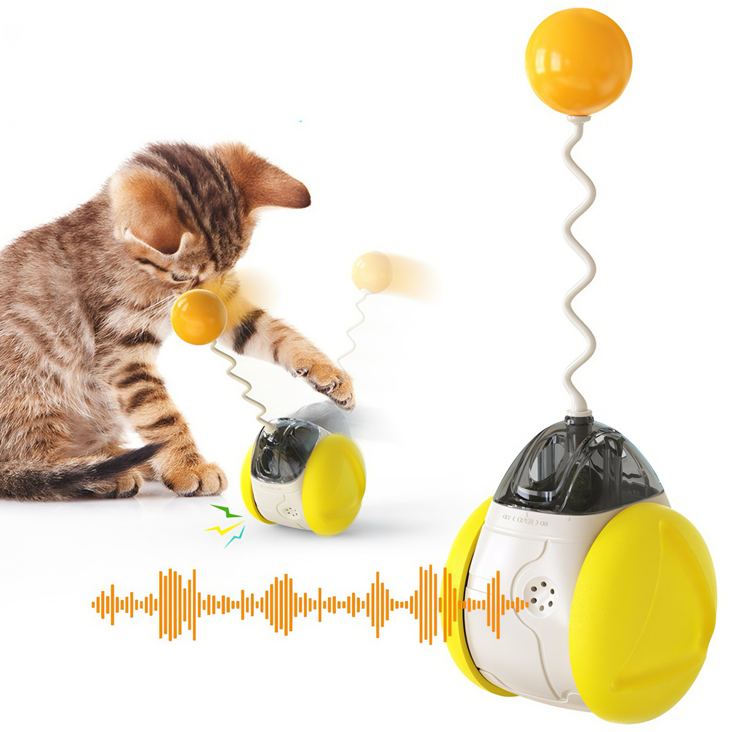 Electric Self-Balancing Cat Toy with Catnip Ball & Bird Chirp Sound,4 Colors