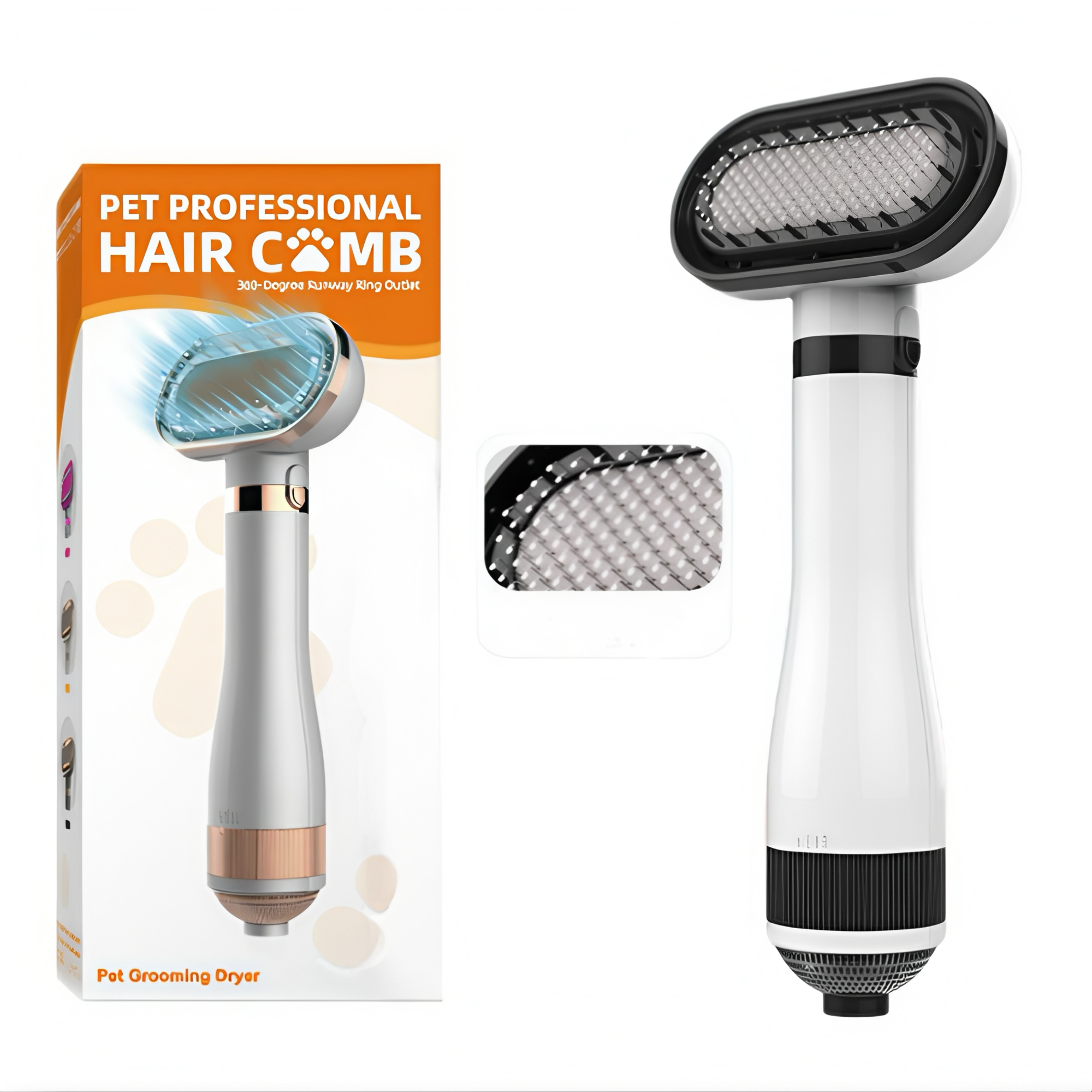 PetPro Silent Grooming Dryer 2.0 - All-in-One Hair Dryer, Detangler & Massager for Dogs & Cats  