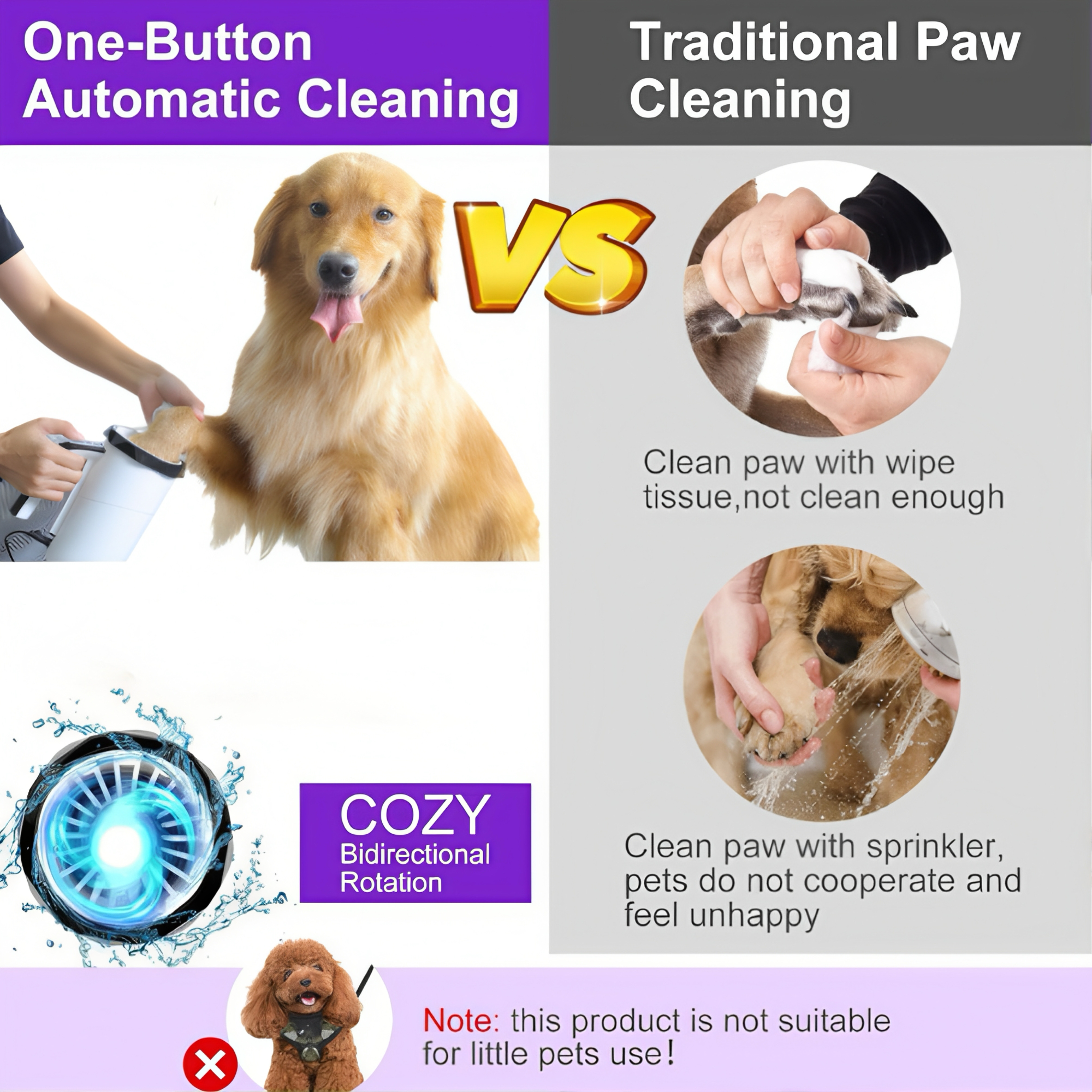 CuddlyPet Automatic Dog Paw Cleaner Machine - One-Button Wash, Fast Dry, Portable Pet Foot Washer for Medium Large Dogs