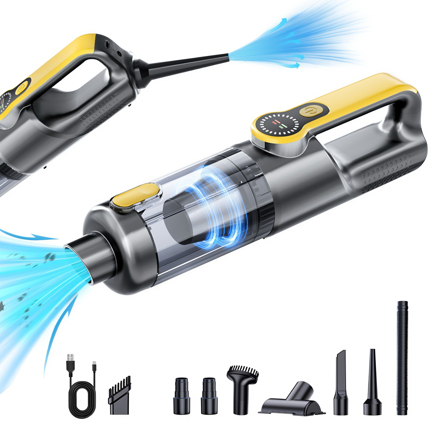 Cordless Handheld Vacuum Cleaner 17000PA Strong Suction w/LED Light | 5-in-1 Car & Home Vacuum | CuddlyPet