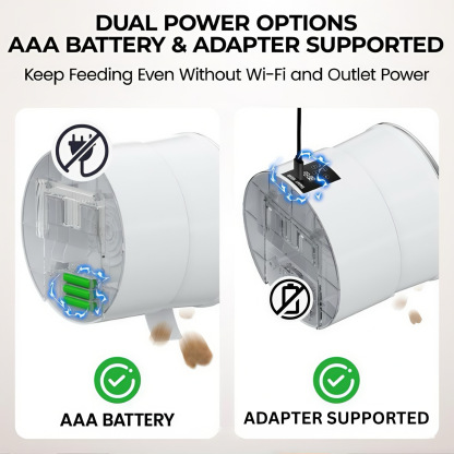 CuddlyPet Wall-Mounted Smart Pet Feeder: Anti-Jam, App Control, Dual Power, Easy Clean