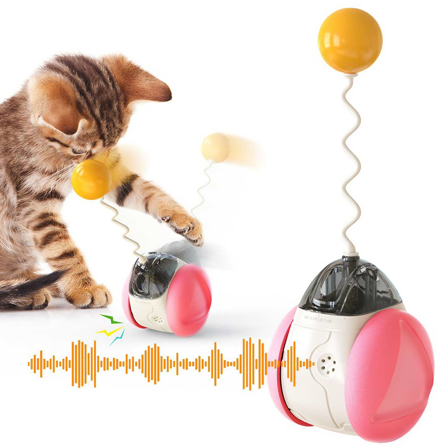 Electric Self-Balancing Cat Toy with Catnip Ball & Bird Chirp Sound,4 Colors