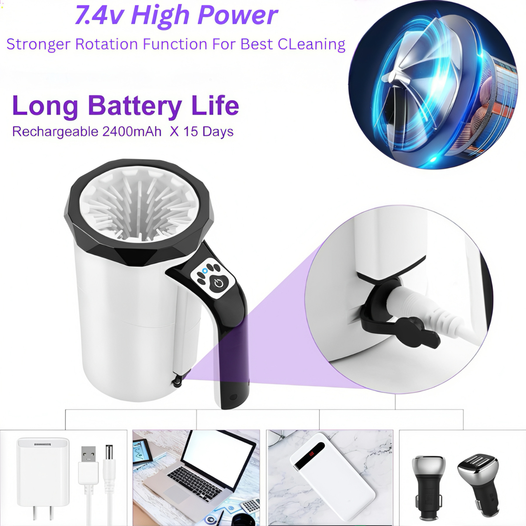 CuddlyPet Automatic Dog Paw Cleaner Machine - One-Button Wash, Fast Dry, Portable Pet Foot Washer for Medium Large Dogs