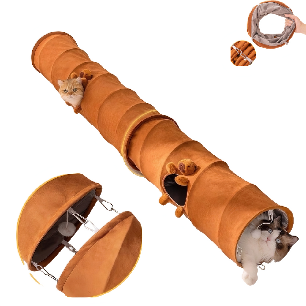 Foldable Cat Tunnel Scratch Proof | Large Suede Pet Play Tube | CuddlyPet