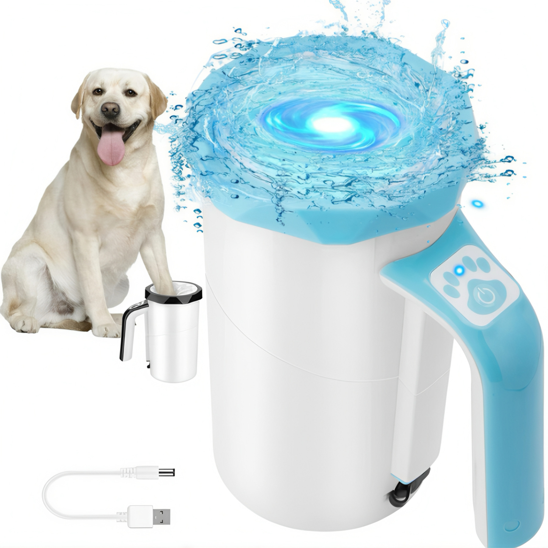 CuddlyPet Automatic Dog Paw Cleaner Machine - One-Button Wash, Fast Dry, Portable Pet Foot Washer for Medium Large Dogs