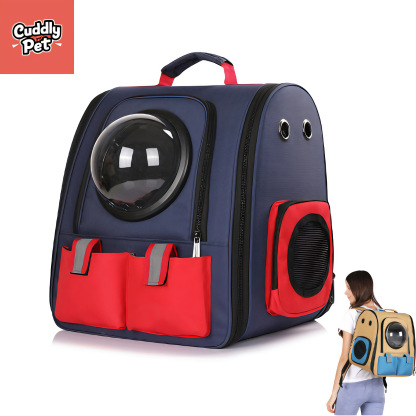 Ventilated Pet Backpack Carrier for Cats & Small Dogs, Travel Carrier with Transparent & Mesh Covers, Comfortable & Hands-Free - CuddlyPet