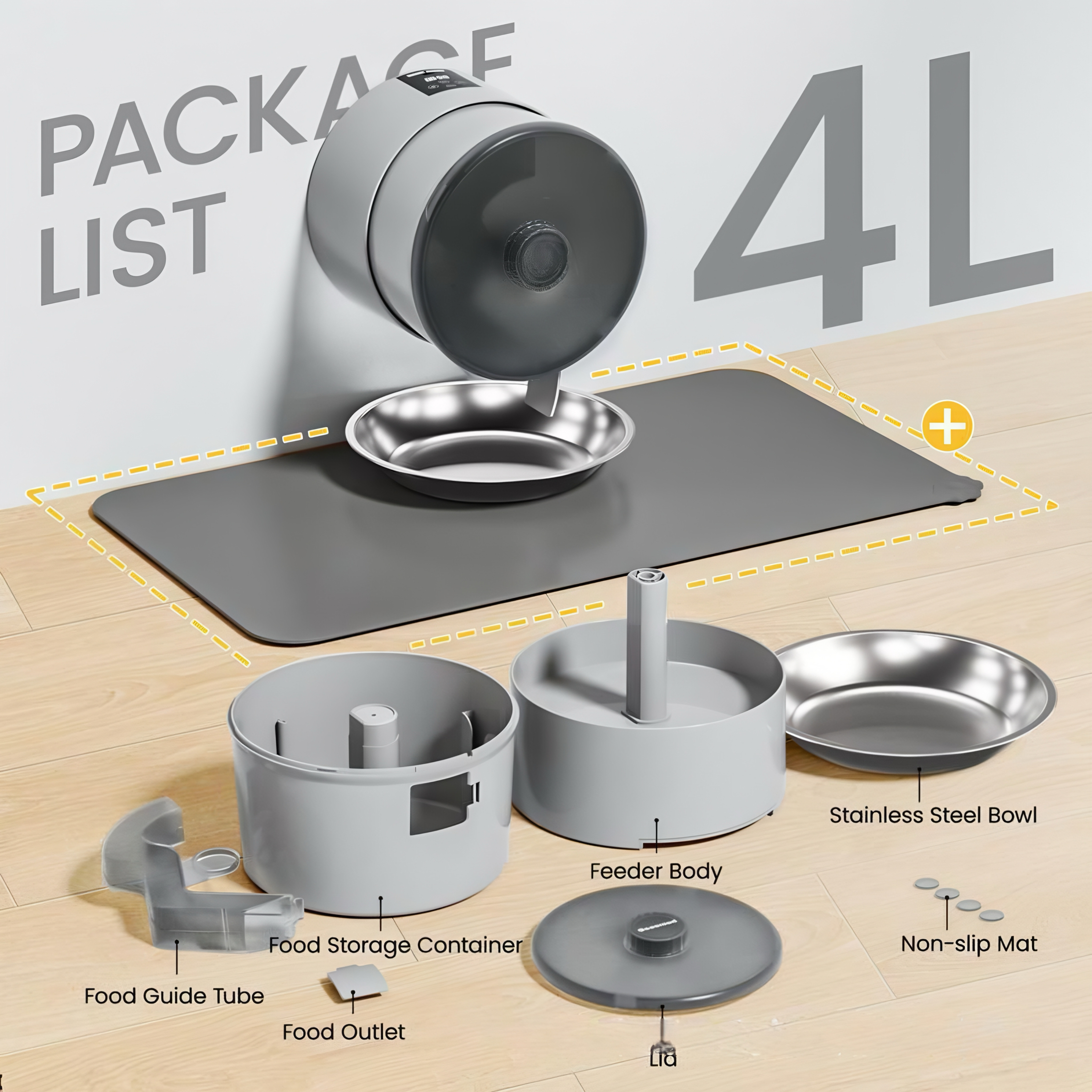 CuddlyPet Wall-Mounted Smart Pet Feeder: Anti-Jam, App Control, Dual Power, Easy Clean