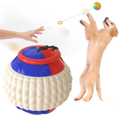 Interactive Dog Toy Ball - Retractable Chew Toy for Dental Care, Fetch & Anxiety Relief