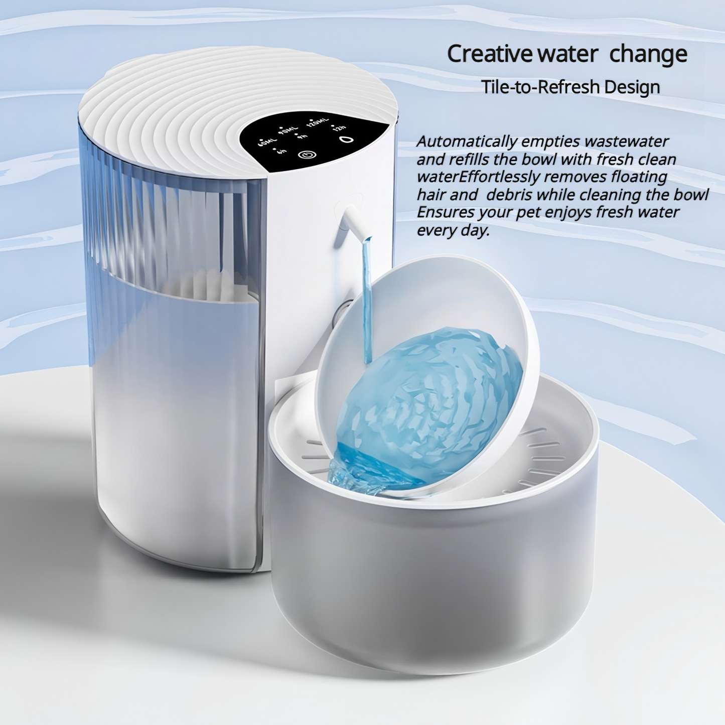 New Tilt-Refresh Smart Pet Water Dispenser - Automatic Fresh Water, No Recirculated Water, 3000mL Large Tank, 180-Day Wireless, Quiet & Easy Clean for Cats and Small Dogs