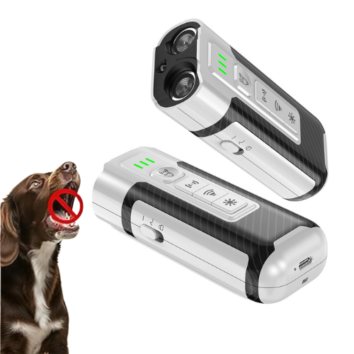 Dual-Frequency Ultrasonic Dog Trainer & Repellent - 2-in-1 LED Flashlight, Type-C Rechargeable, 23ft Range